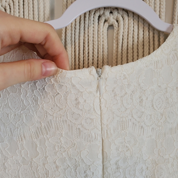 LULUS White Lace Shift Mini Dress sz L - Picture 7 of 10